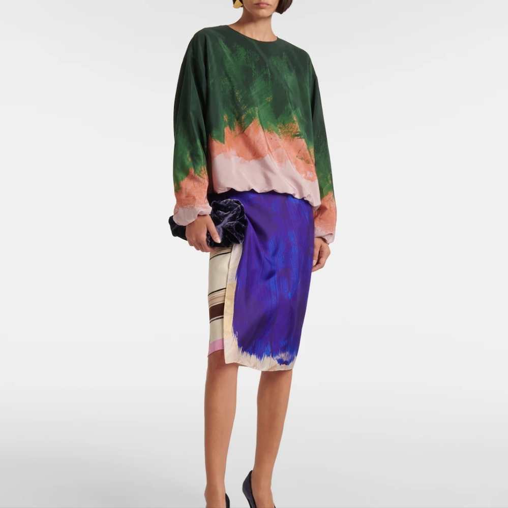 Dries Van Noten Capo Stretch-Silk Bubble Pullover Top - Picture 1 of 13